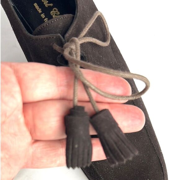 NWB Robert Clergerie France Vintage Brown Suede Lace Up Moccasin Heels 8,5 - Picture 8 of 15